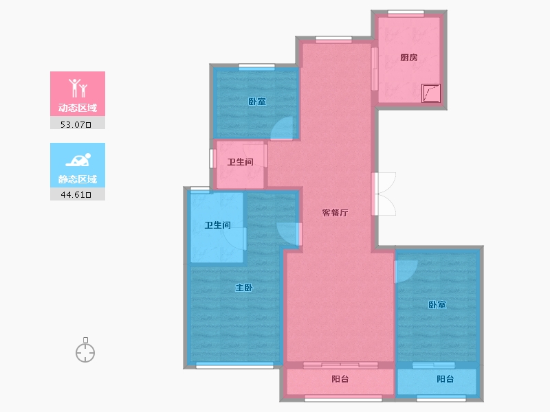 北京-北京市-中海首钢天玺-87.27-户型库-动静分区