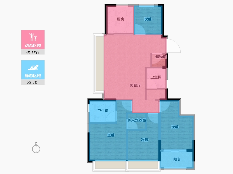 浙江省-杭州市-佳兆业棹月雅府-94.50-户型库-动静分区