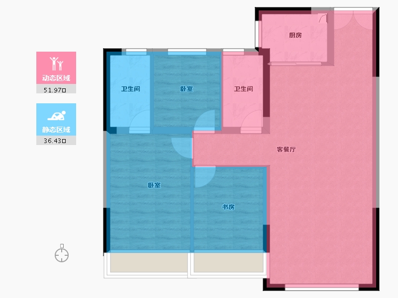 北京-北京市-新星宇·甜城-79.62-户型库-动静分区