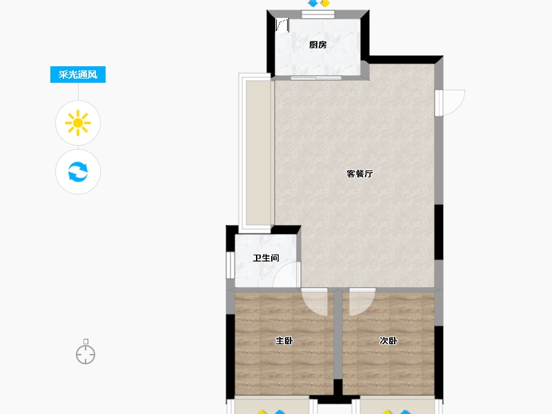 北京-北京市-中铁·长春博览城-54.43-户型库-采光通风