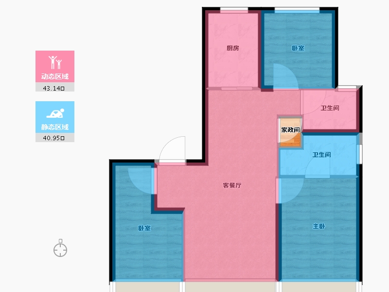 北京-北京市-华樾国际·领尚-76.60-户型库-动静分区