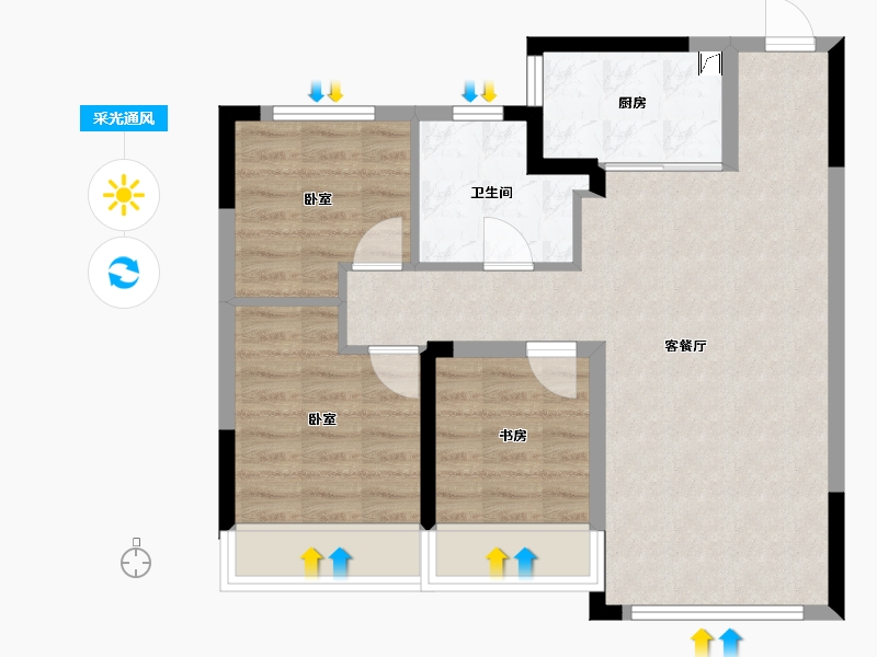 北京-北京市-新星宇·甜城-66.47-户型库-采光通风