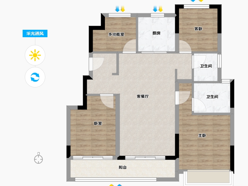 浙江省-杭州市-正荣鹤亭熙青府-88.00-户型库-采光通风