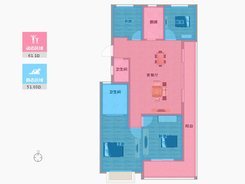 浙江省-杭州市-滨湖天地-100.24-户型库-动静分区