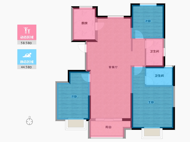 天津-天津市-津侨国际小镇-92.00-户型库-动静分区