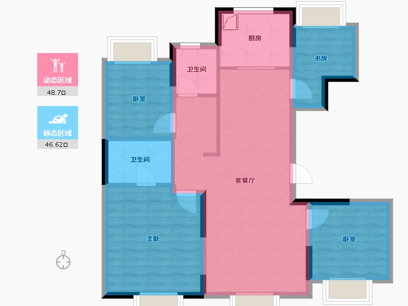 吉林省-长春市-长春金鹰世界-84.93-户型库-动静分区