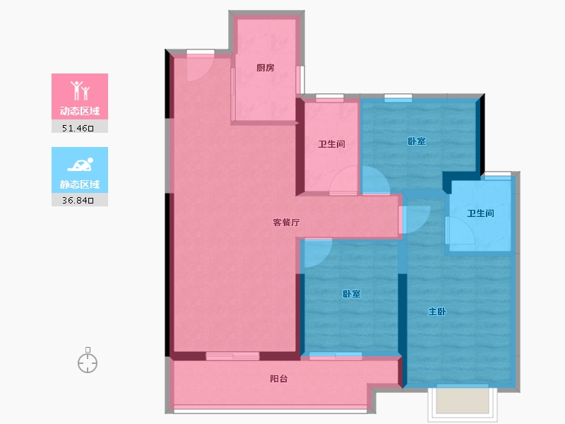 湖南省-岳阳市-岳阳·融创环球中心-84.00-户型库-动静分区