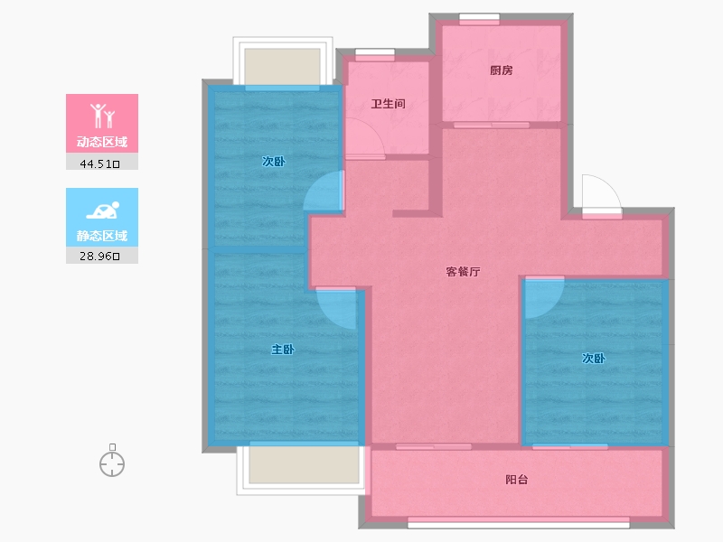 江苏省-南京市-万科·雨悦光年-65.74-户型库-动静分区