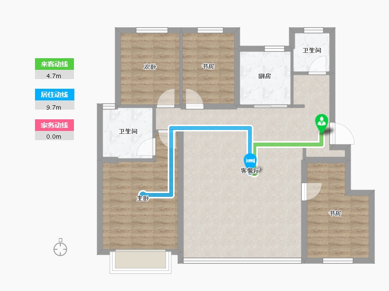 天津-天津市-绿城·柳岸晓风-96.54-户型库-动静线