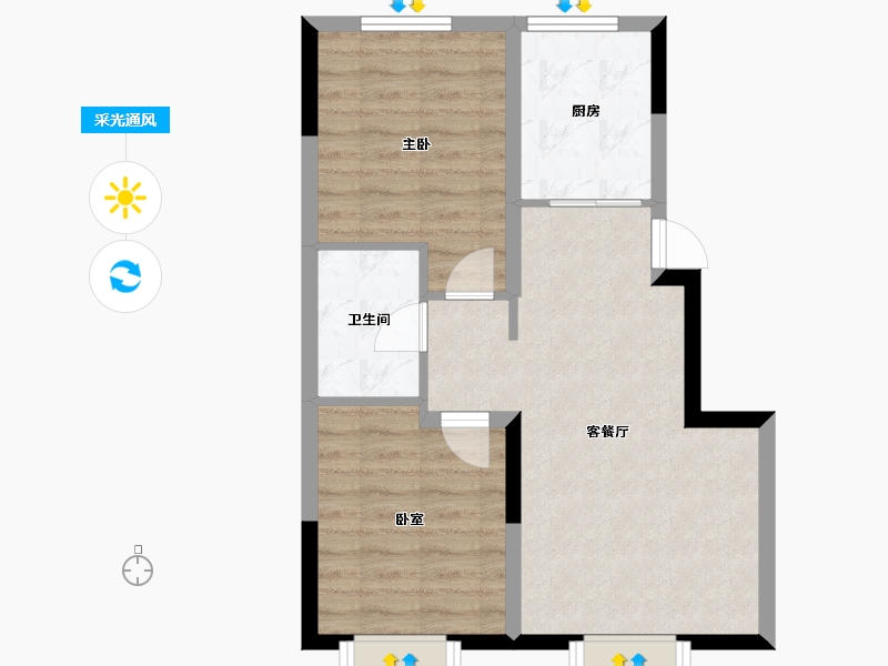 吉林省-长春市-长春金鹰世界-57.25-户型库-采光通风