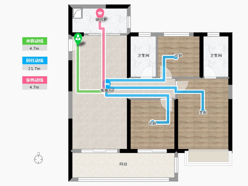 江苏省-南京市-蓝光睿创新筑-88.00-户型库-动静线