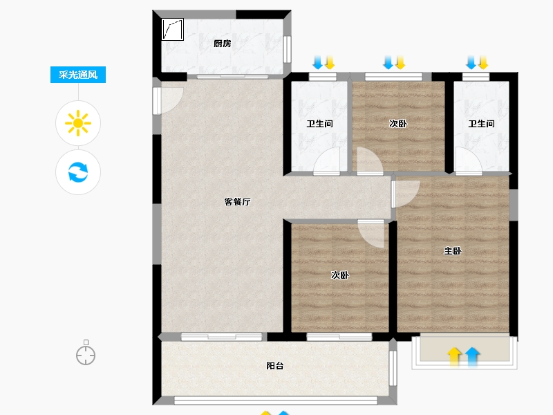 江苏省-南京市-蓝光睿创新筑-88.00-户型库-采光通风