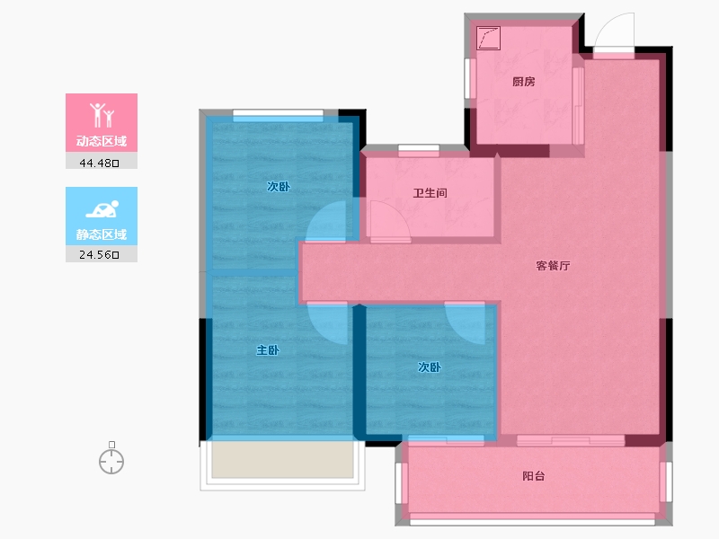 河南省-郑州市-电建洺悦天玺-70.00-户型库-动静分区