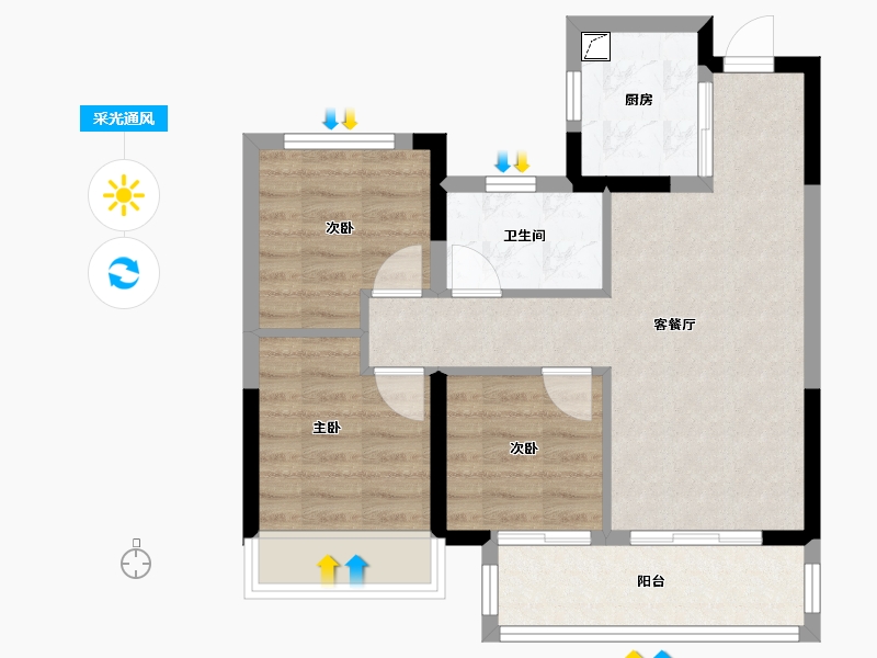 河南省-郑州市-电建洺悦天玺-70.00-户型库-采光通风