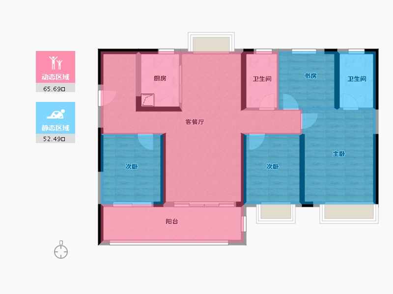 江苏省-南京市-蓝光睿创新筑-105.61-户型库-动静分区