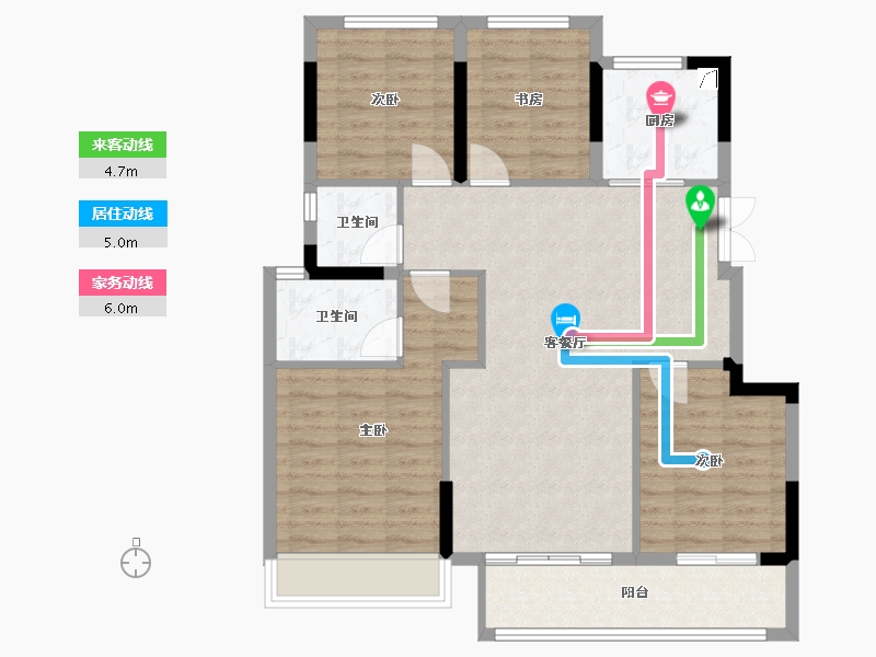 浙江省-台州市-锦宸府-105.00-户型库-动静线