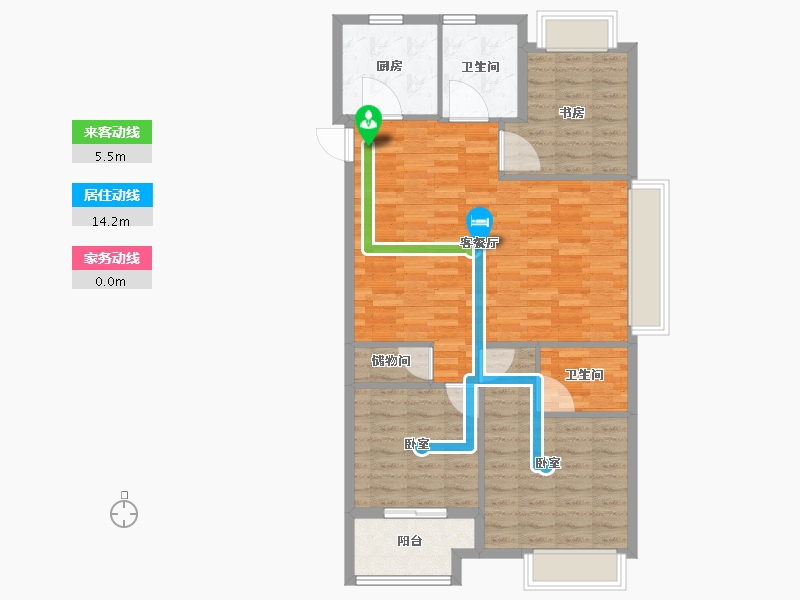 浙江省-杭州市-棠颂大院-96.00-户型库-动静线