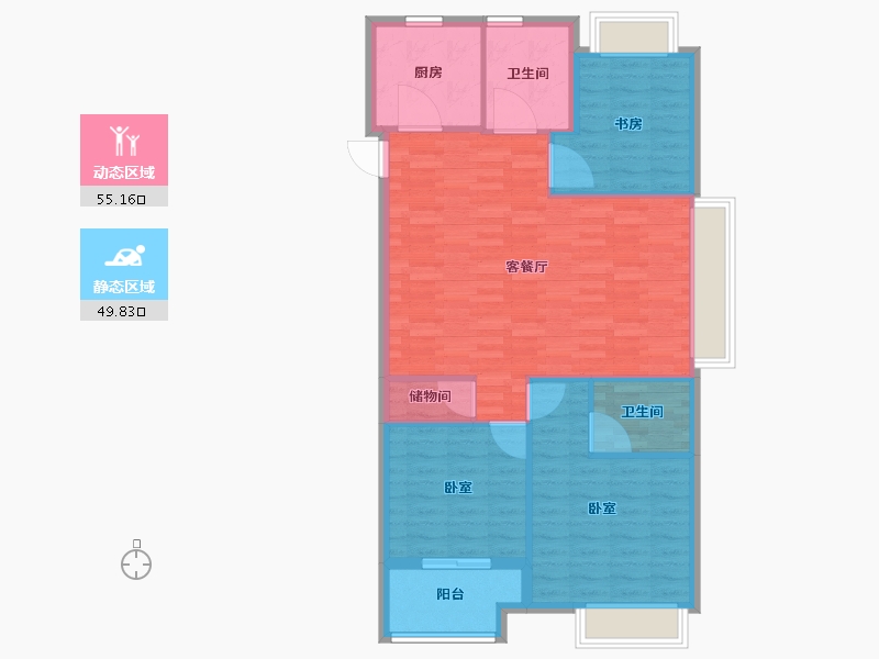 浙江省-杭州市-棠颂大院-96.00-户型库-动静分区