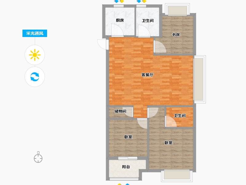 浙江省-杭州市-棠颂大院-96.00-户型库-采光通风