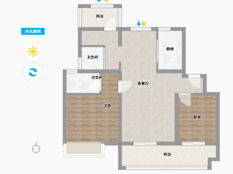 江苏省-南京市-碧桂园柏悦华府-82.40-户型库-采光通风