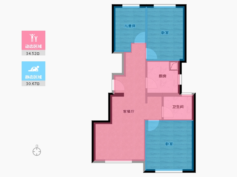 北京-北京市-禧瑞学府-57.71-户型库-动静分区