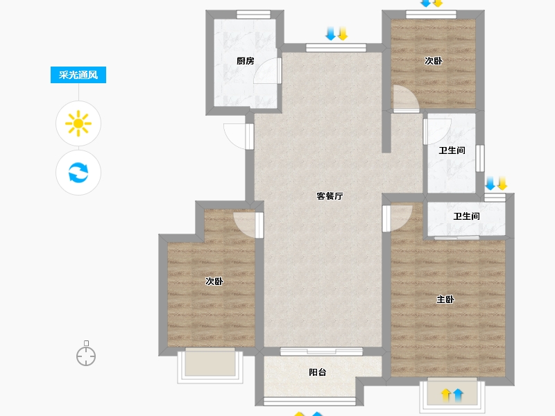 天津-天津市-津侨国际小镇-83.03-户型库-采光通风