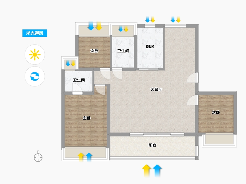 江苏省-苏州市-山樾云庭-90.00-户型库-采光通风