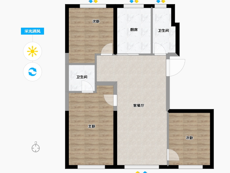 北京-北京市-建发·望京养云-80.17-户型库-采光通风