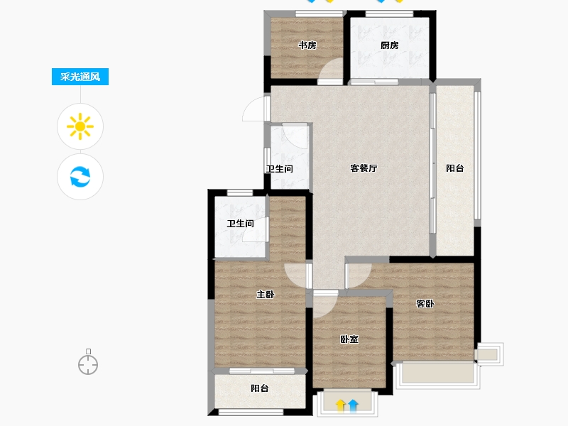 浙江省-杭州市-滨湖天地-113.01-户型库-采光通风