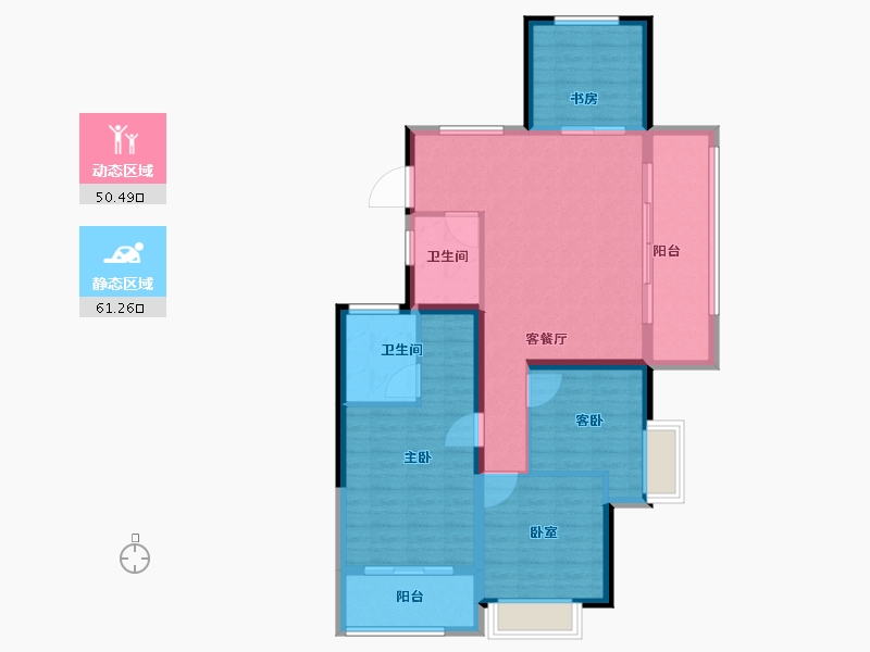 浙江省-杭州市-滨湖天地-100.80-户型库-动静分区