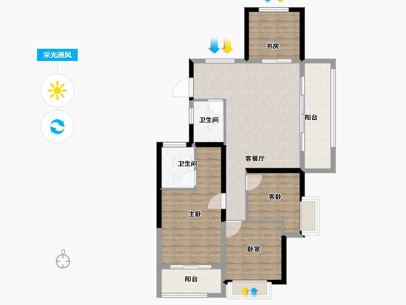 浙江省-杭州市-滨湖天地-100.80-户型库-采光通风