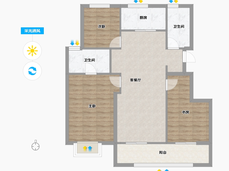 江苏省-南京市-万科·雨悦光年-86.36-户型库-采光通风