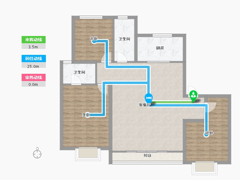 天津-天津市-天津宝坻吾悦广场-103.20-户型库-动静线