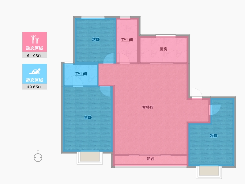 天津-天津市-天津宝坻吾悦广场-103.20-户型库-动静分区