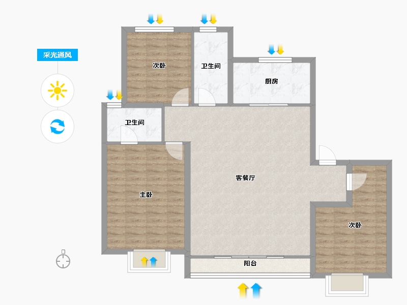 天津-天津市-天津宝坻吾悦广场-103.20-户型库-采光通风