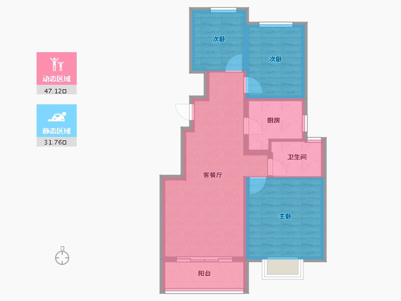 天津-天津市-津侨国际小镇-70.07-户型库-动静分区