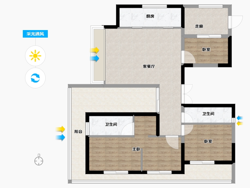 浙江省-杭州市-滨湖天地-111.81-户型库-采光通风