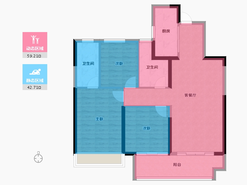 河南省-郑州市-金科旭辉滨河赋​-91.94-户型库-动静分区