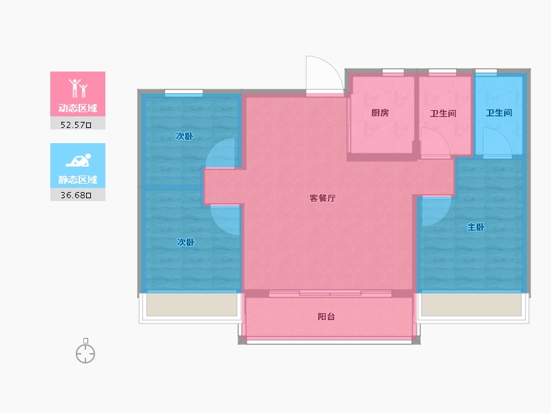 浙江省-杭州市-花芸春境-80.80-户型库-动静分区