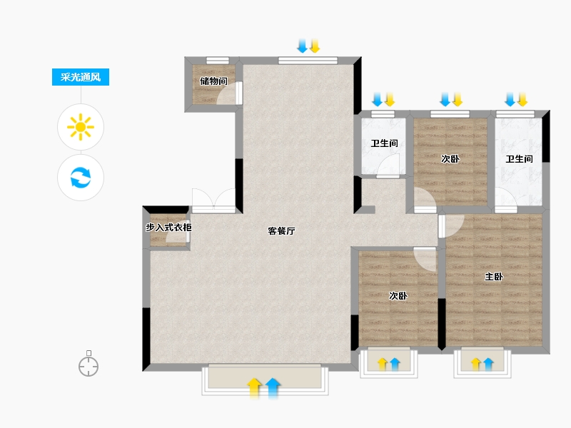 吉林省-长春市-睿德·锦绣山河-105.30-户型库-采光通风