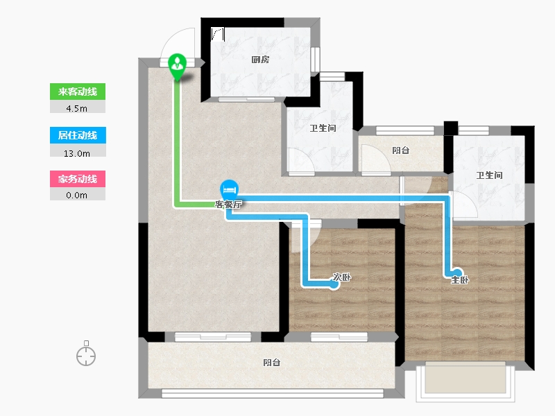 浙江省-杭州市-古墩彩虹轩-71.21-户型库-动静线