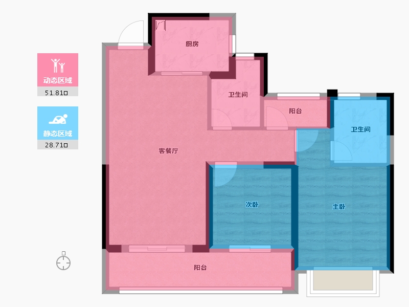 浙江省-杭州市-古墩彩虹轩-71.21-户型库-动静分区