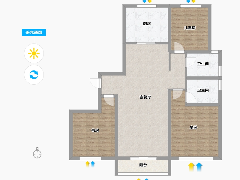 天津-天津市-贻成学府世家-100.80-户型库-采光通风