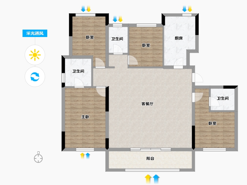 吉林省-长春市-澳海富春山居-128.00-户型库-采光通风