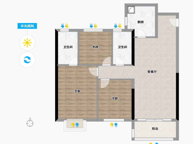 江苏省-南京市-江宁金茂悦-92.00-户型库-采光通风