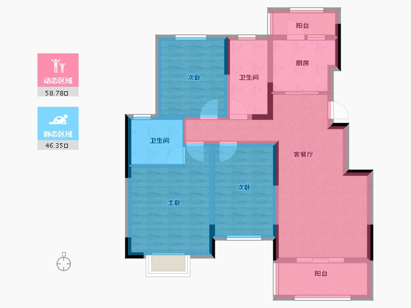 江苏省-南京市-橡树城-92.80-户型库-动静分区