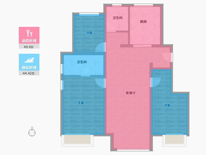 北京-北京市-龙湖·云河砚-83.82-户型库-动静分区