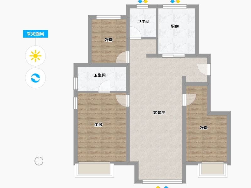 北京-北京市-龙湖·云河砚-83.82-户型库-采光通风