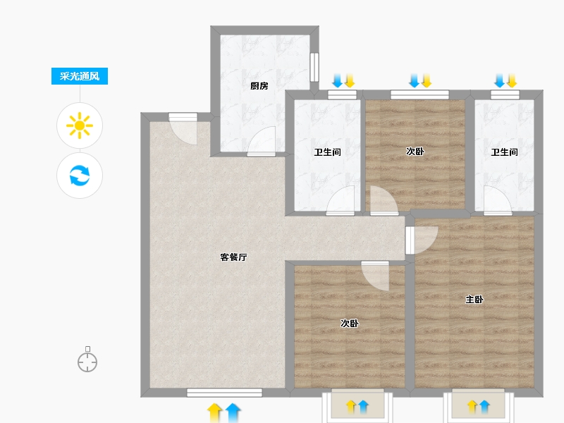 天津-天津市-金融街·滨海融御-84.00-户型库-采光通风