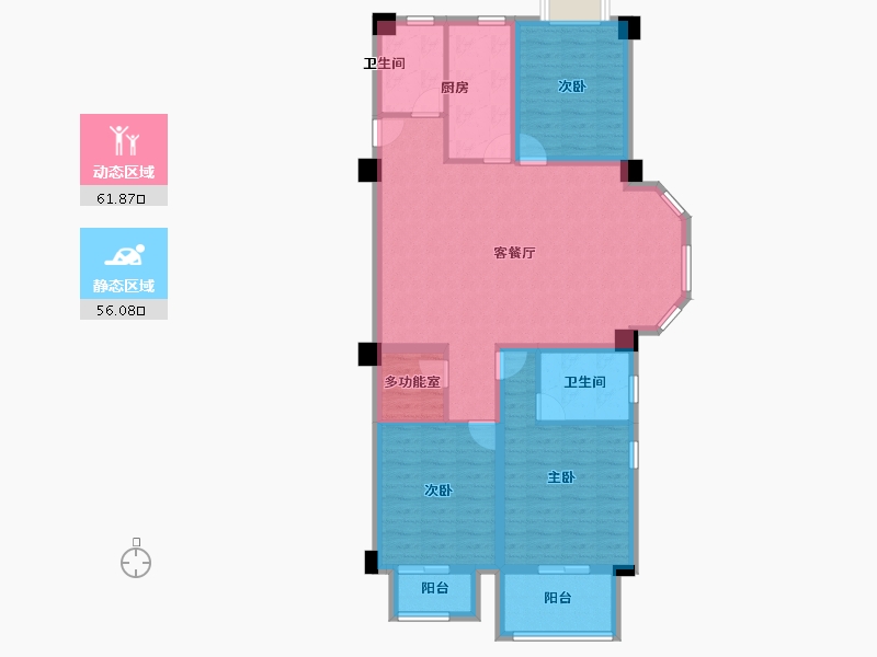 江苏省-南京市-卧龙湖小镇-105.60-户型库-动静分区